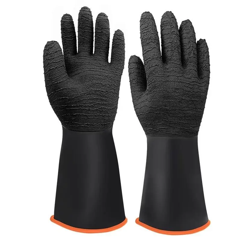 Industrial-Grade Acid & Alkali Resistant Rubber Gloves - Double-Layer Thickened Design with Durable Anti-Slip Surface