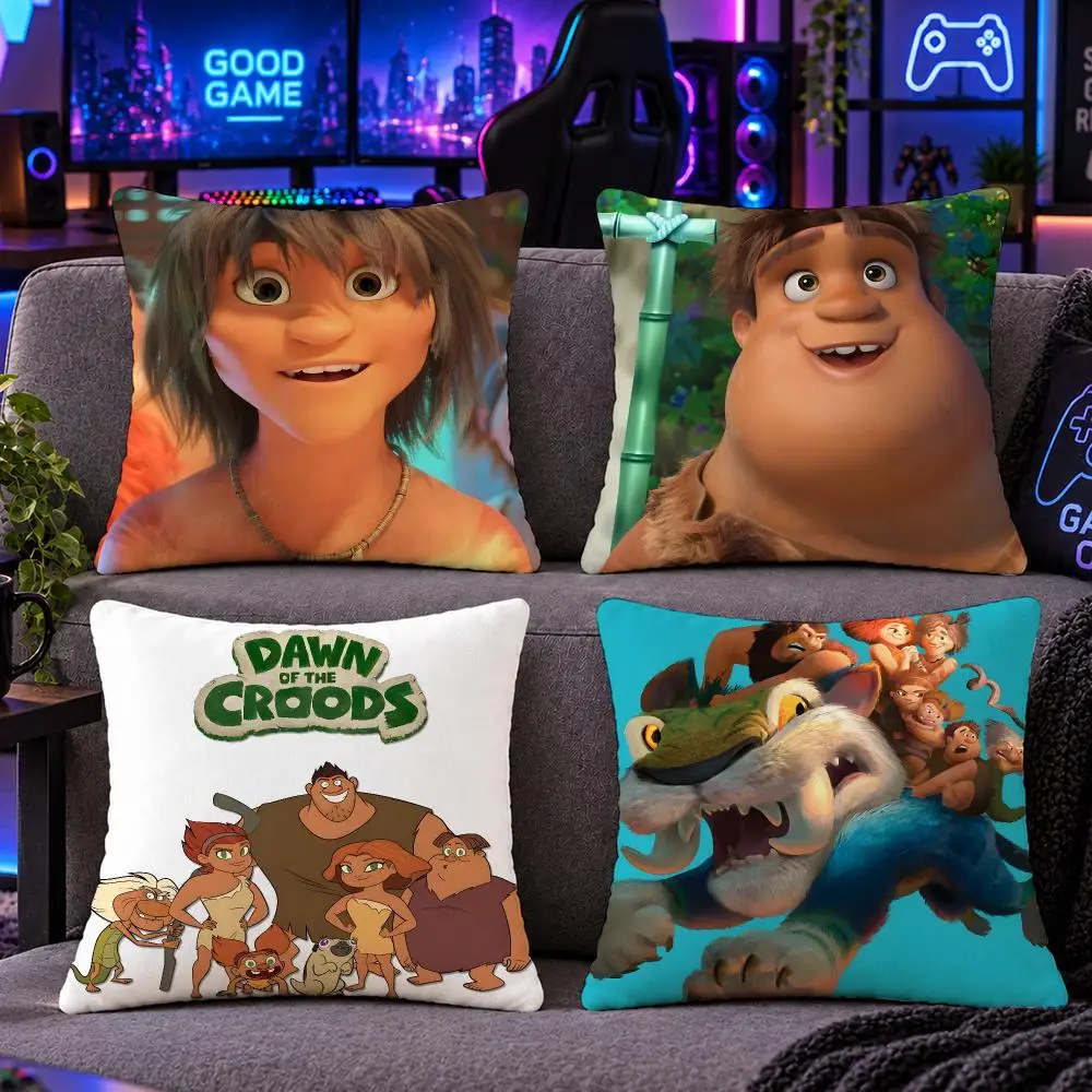 Movie Cinema Classic T-The Croods Cushion Cover Double Sided Print Short Plush Pillow Sofa Bedroom Dorm Room Decor Gift