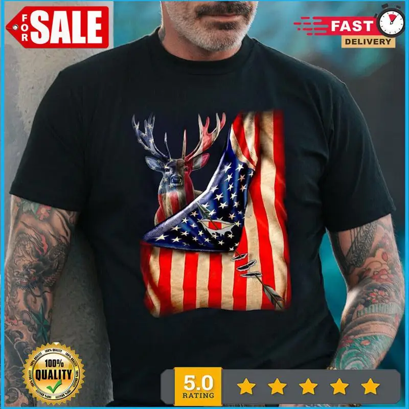 

Deer American Flag Hunting Lover for 4th Of July f T shirt