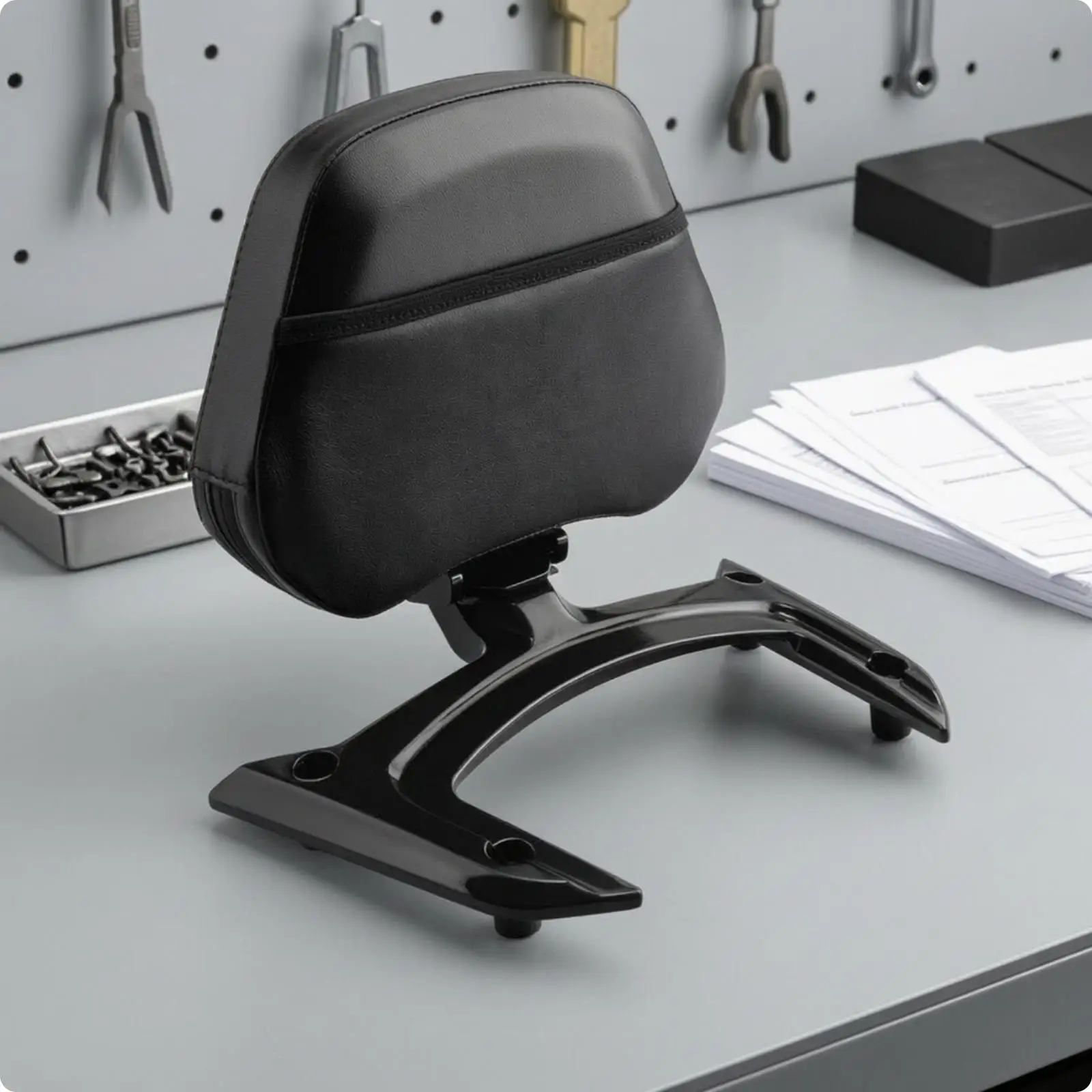 Ergonomic Passenger Backrest for GL1800 F6B Bike Foldable Sissy Bar with Padded Cushion and Aluminum Bracket