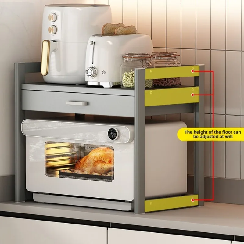 Kitchen Microwave Storage Rack Countertop with Drawer Oven Rice Cooker Integrated Air Fryer Appliance Storage Rack