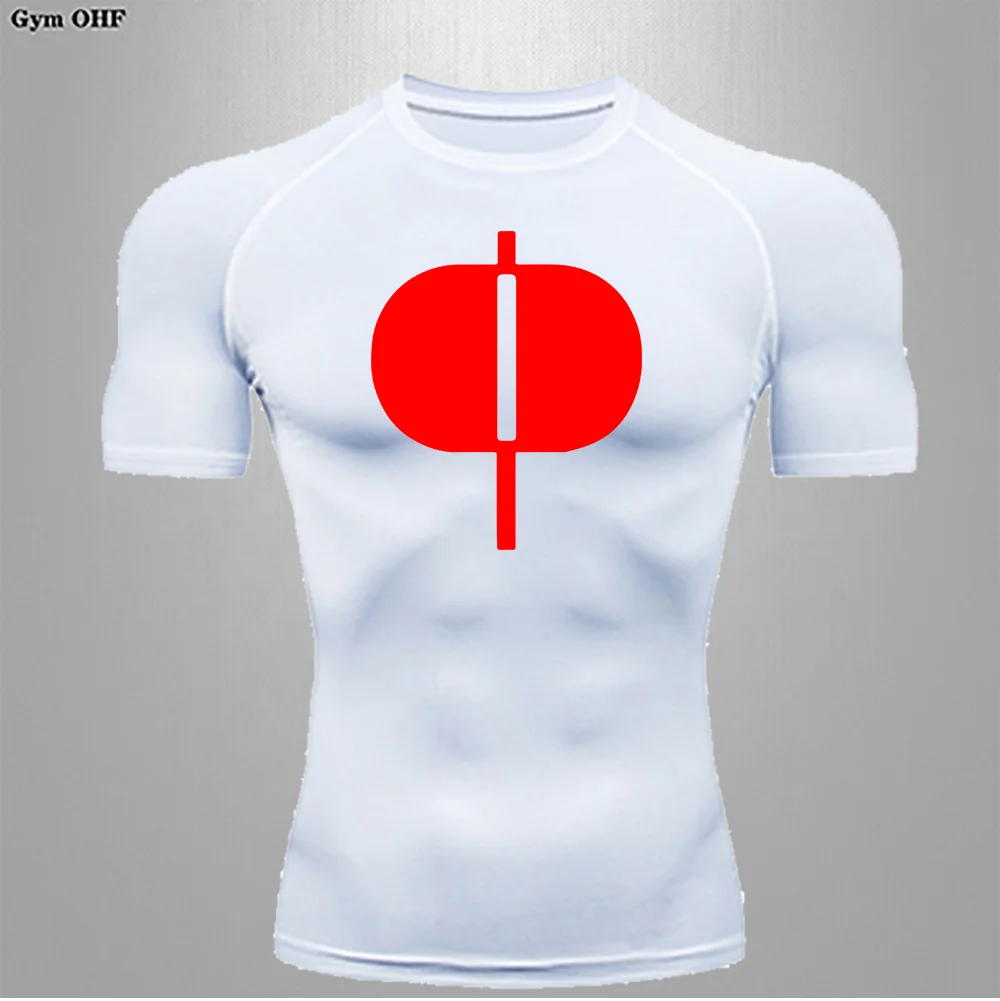 White Black Men\'s Running T-Shirts Quick Dry Compression Sport Undershirt Fitness Gym Tights Male Soccer Jersey Sportswear