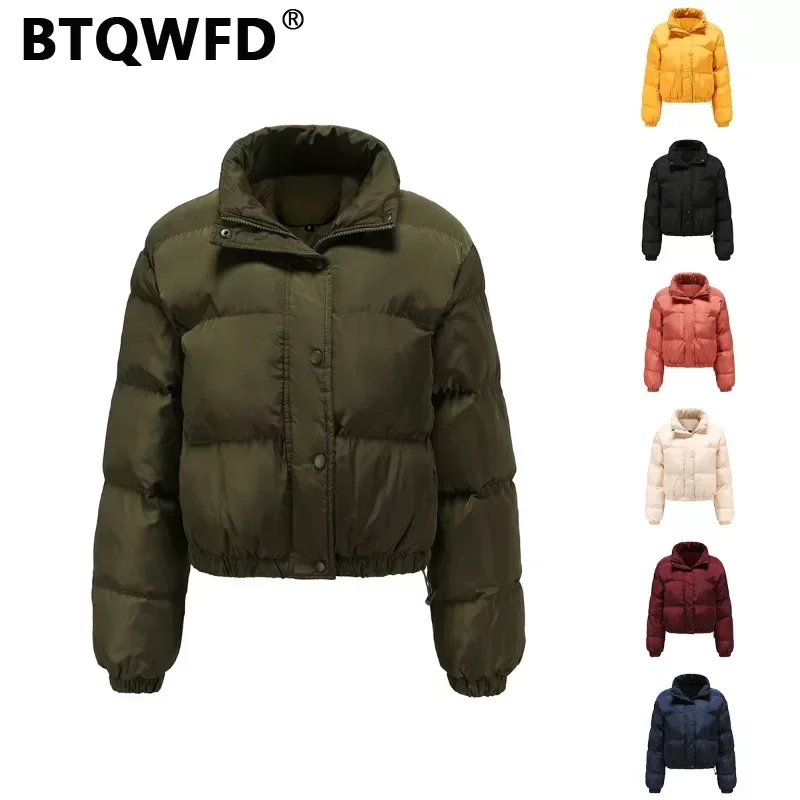 BTQWFD Women's Short Jackets Female Clothing Parkas Spring Autumn Winter Thick Cotton Coats Korean Loose Ladies Casual Outwear