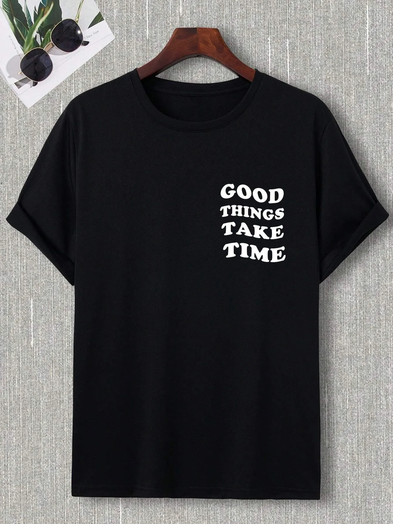 Good Things Take Time Men Women Unisex Cotton T-shirt Luxury Brand Rap Big Size Top Short Sleeve Streetwear Classic Back Tee 4XL image 2