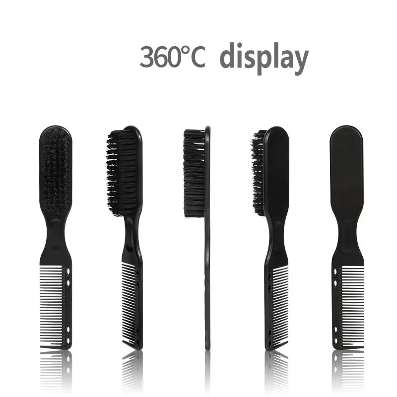 Double-sided Comb Brush Black Small Beard Styling Brush Professional Shave Beard Brush Barber Vintage Carving Cleaning Brush