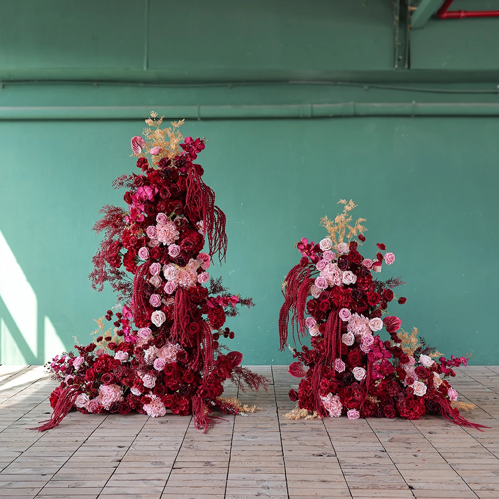 

Искусственные цветы, ряды центральных цветов, темно-красные и розовые цвета, серия-идеально подходит для свадьбы, дня рождения, вечеринки, украшения своими руками HY2954