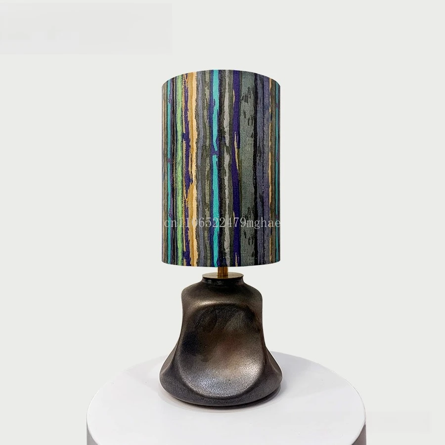 Gilded Liberty Fabric Table Lamp:UK Imported Textile with Mid-Century Creative Design,Gold Accented Ambient Lighting&Luxury Gift