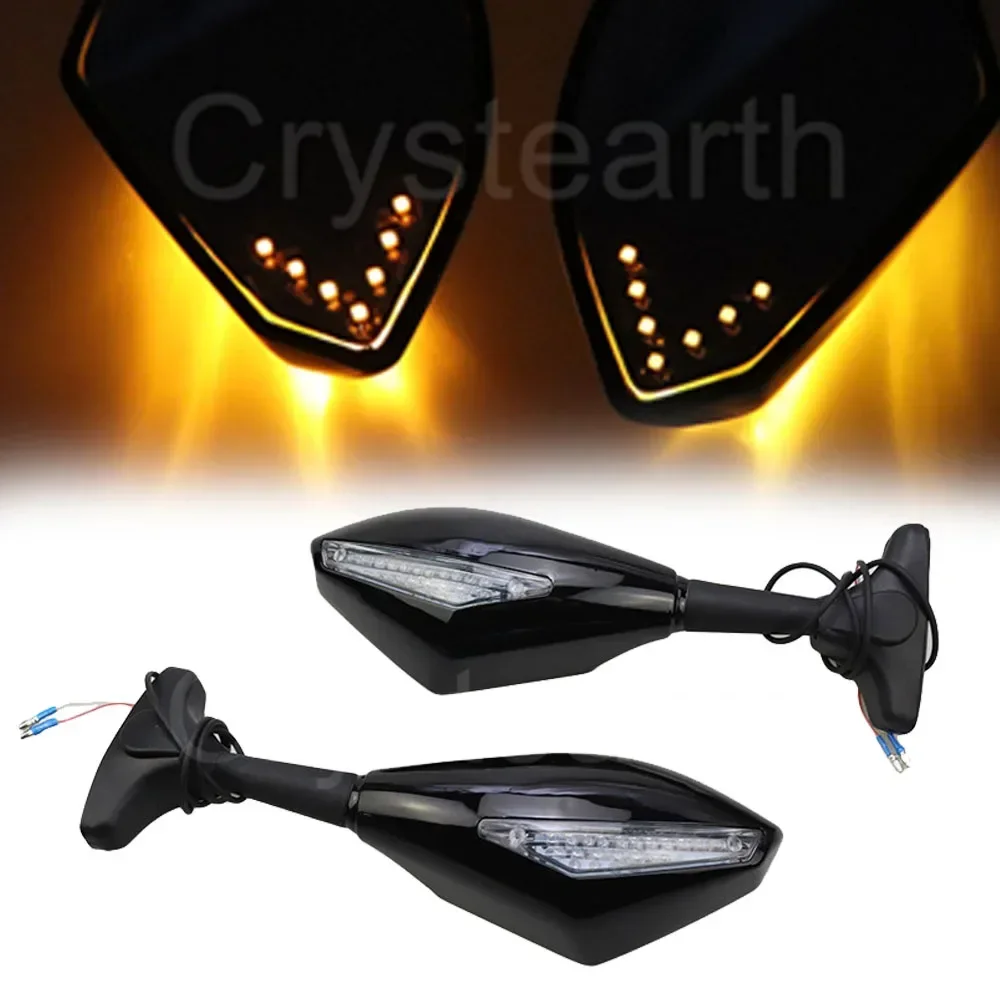 Motorcycle Integrated LED Turn Signals Rear View Mirrors For Yamaha YZF R6 YZFR1 1999 2000 2001-2009 FZ1 FAZER FZ6 FZ6S FJR1300