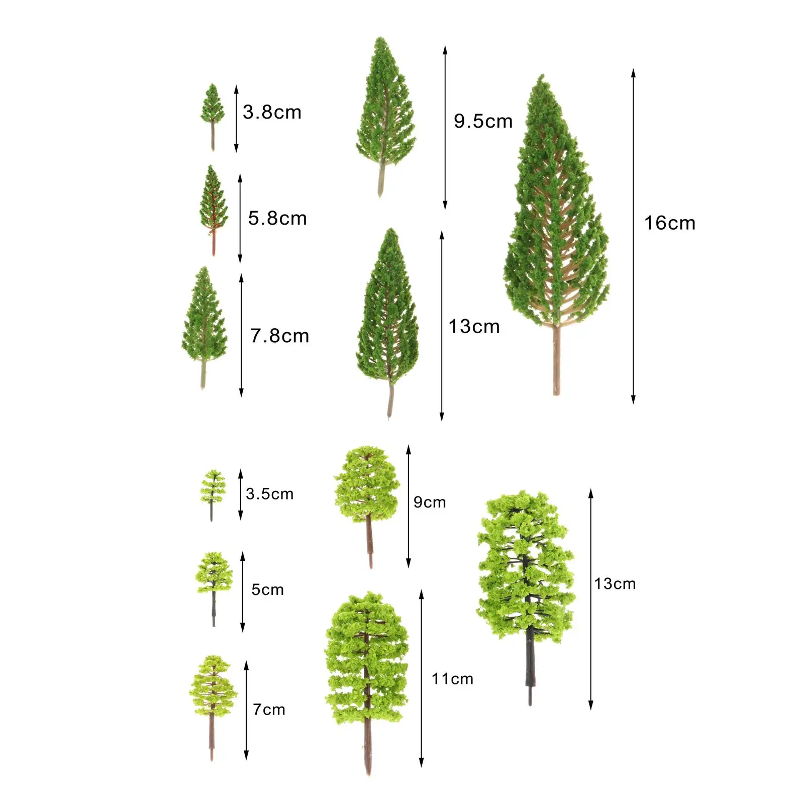 Modelbomen, gemengde miniatuurbomen, Diorama Tree Railroad Green Scenery Tree, Diorama-indeling