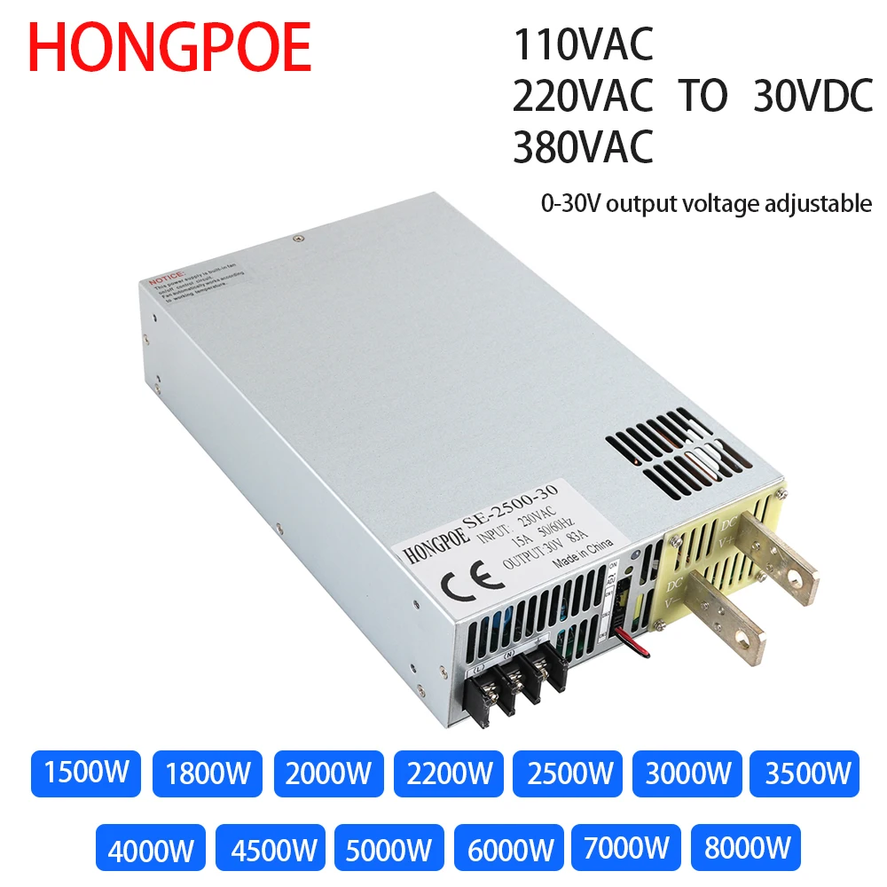 

1500W 2000W Switching Power Supply High Power Dc 0-30v Adjustable Voltage Current Ac110V 220V 0-5V Analog Signal Control