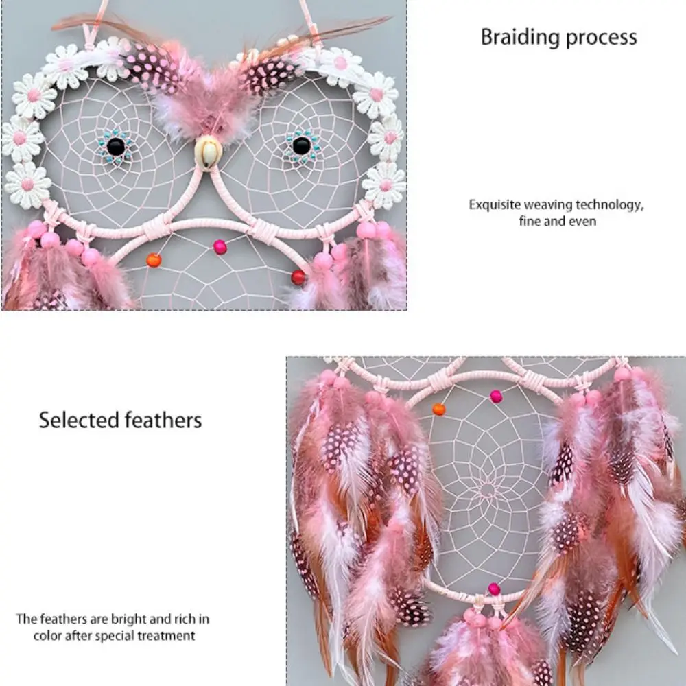 

Wall Art Handmade Owl Dream Catcher Net Funny Creative Smart Bird Dreamcatcher Exquisite Colorful Wall Hanging Pendant Home