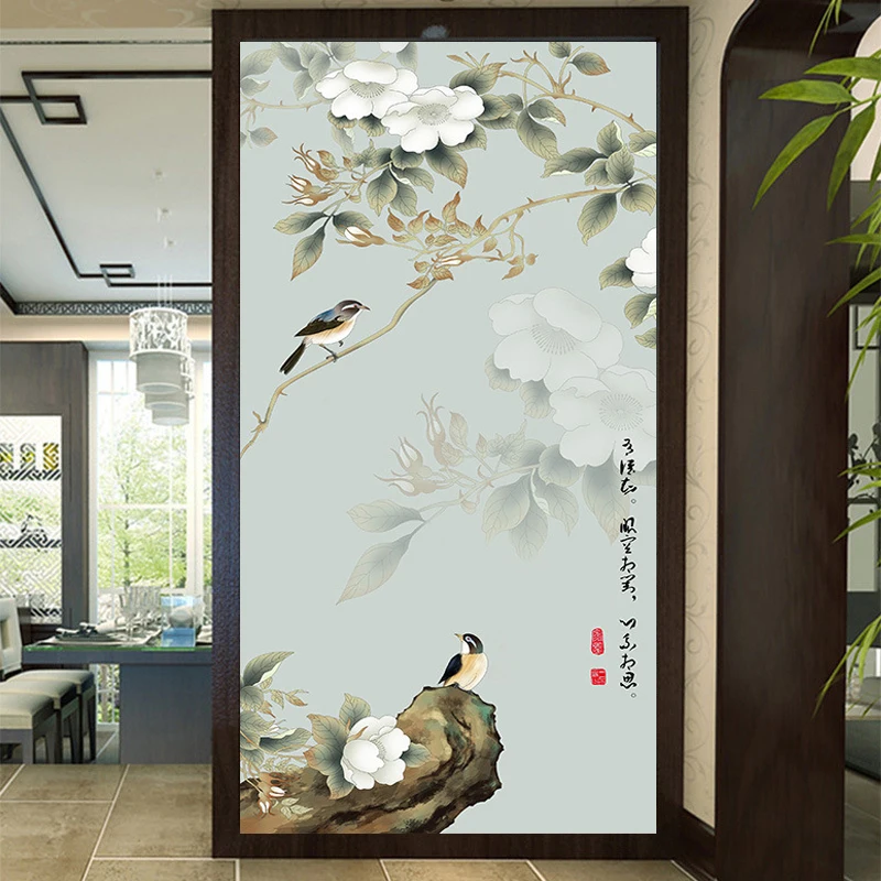 Elegant Floral Door Decals Romantic Floral Bedroom Decor Wallpaper Decals Removable Waterproof Poster Mural