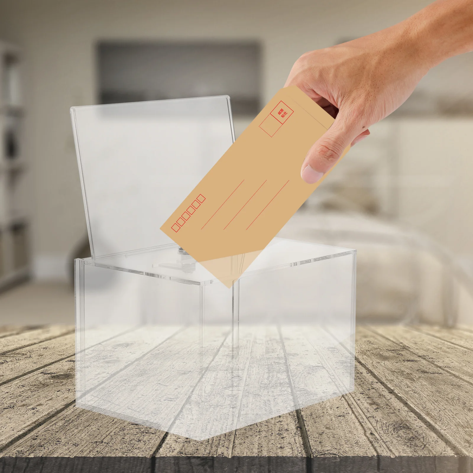 

Large Capacity Acrylic Donation Box With Lock Transparent Suggestion Box For Voting Fundraising Letter Collection