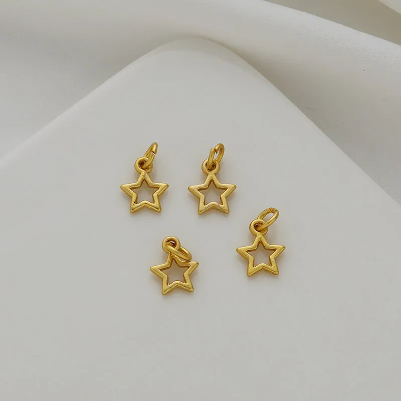 18K Gold Plated Matte Gold Hollow Pentagram Pendant Charm 10mm For DIY Handmade Bracelet Necklace Earring Jewelry Findings