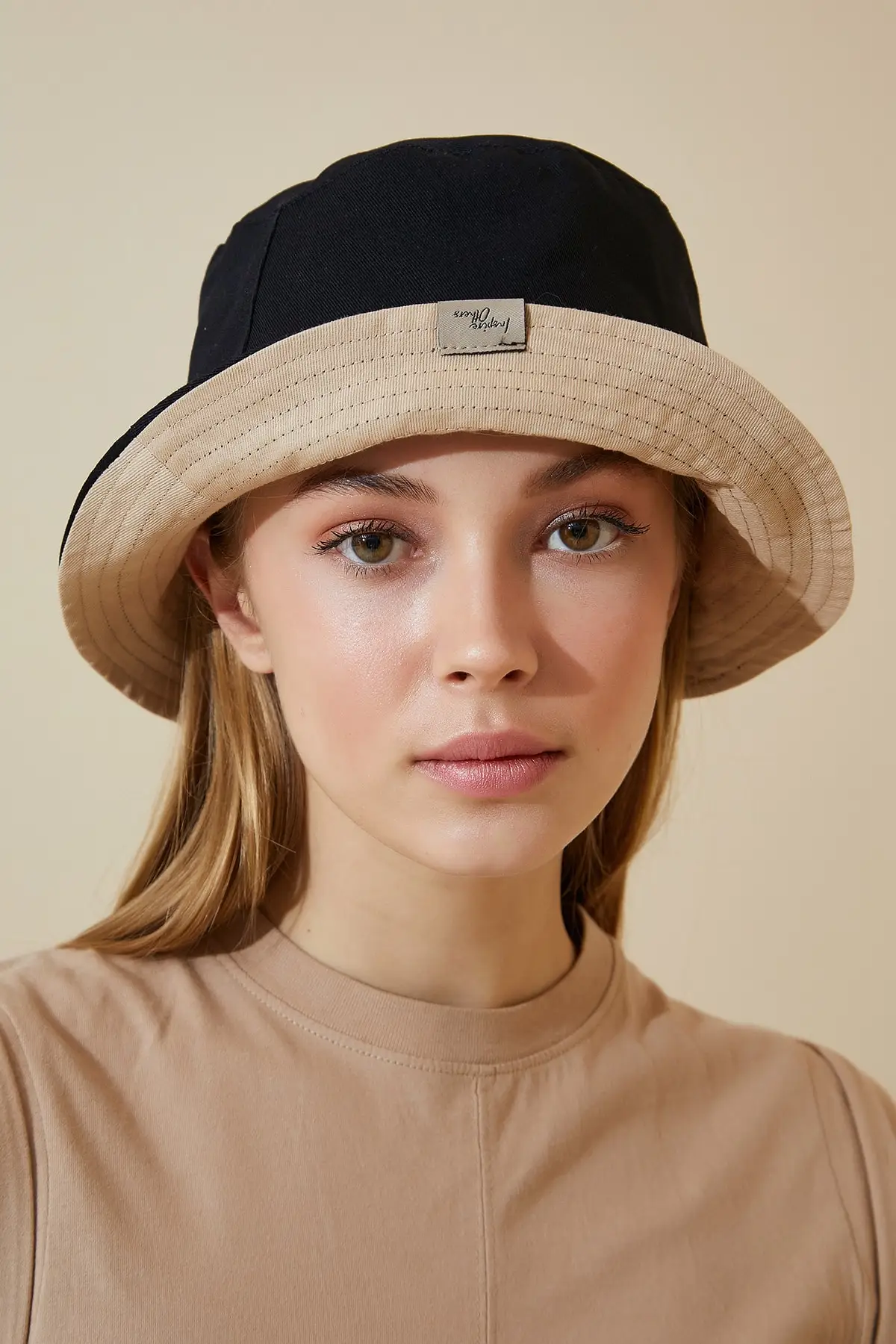 Women's Camel Black Double Sided Bucket Hat 2021 Summer Fashion