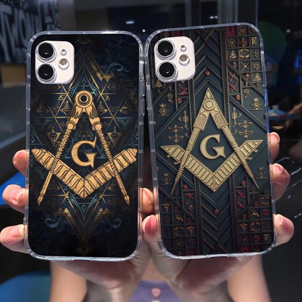 Freemason Painting Color Mobile Cell Phone Case for iPhone 16 15 14 13 12 11 X XR XS 8 Pro Max Plus Mini Clear Transparent Cover