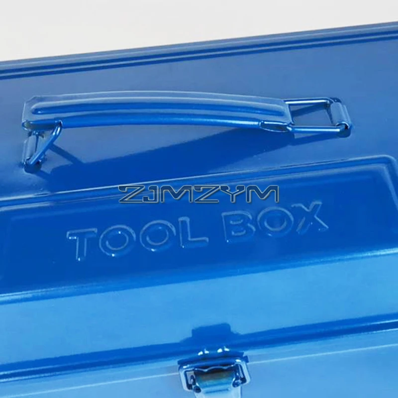 Metal Tool Box Iron 360x190x165mm Tool Organizer Box Durable Portable Tool Storage with Handle & Locking Latch Toolbox