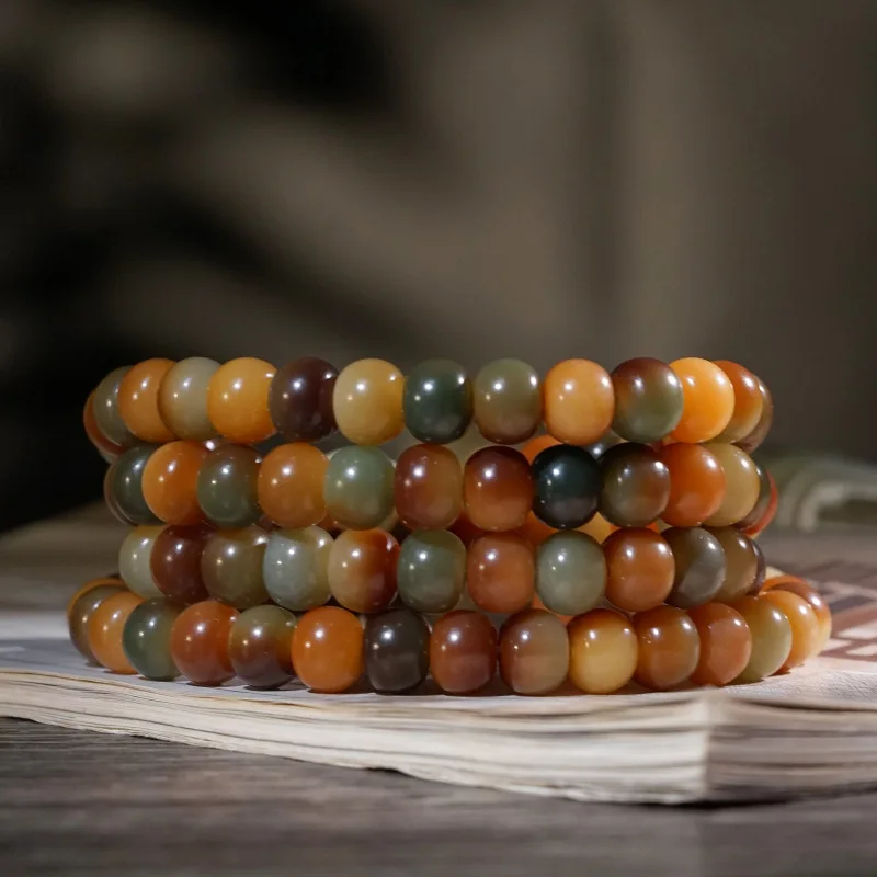 Traditional Chinese Style Dunhuang Weathered Bodhi Root 108 Beads Bracelet Unisex Good Luck Blessing Fortune Prayer Mala Jewelry