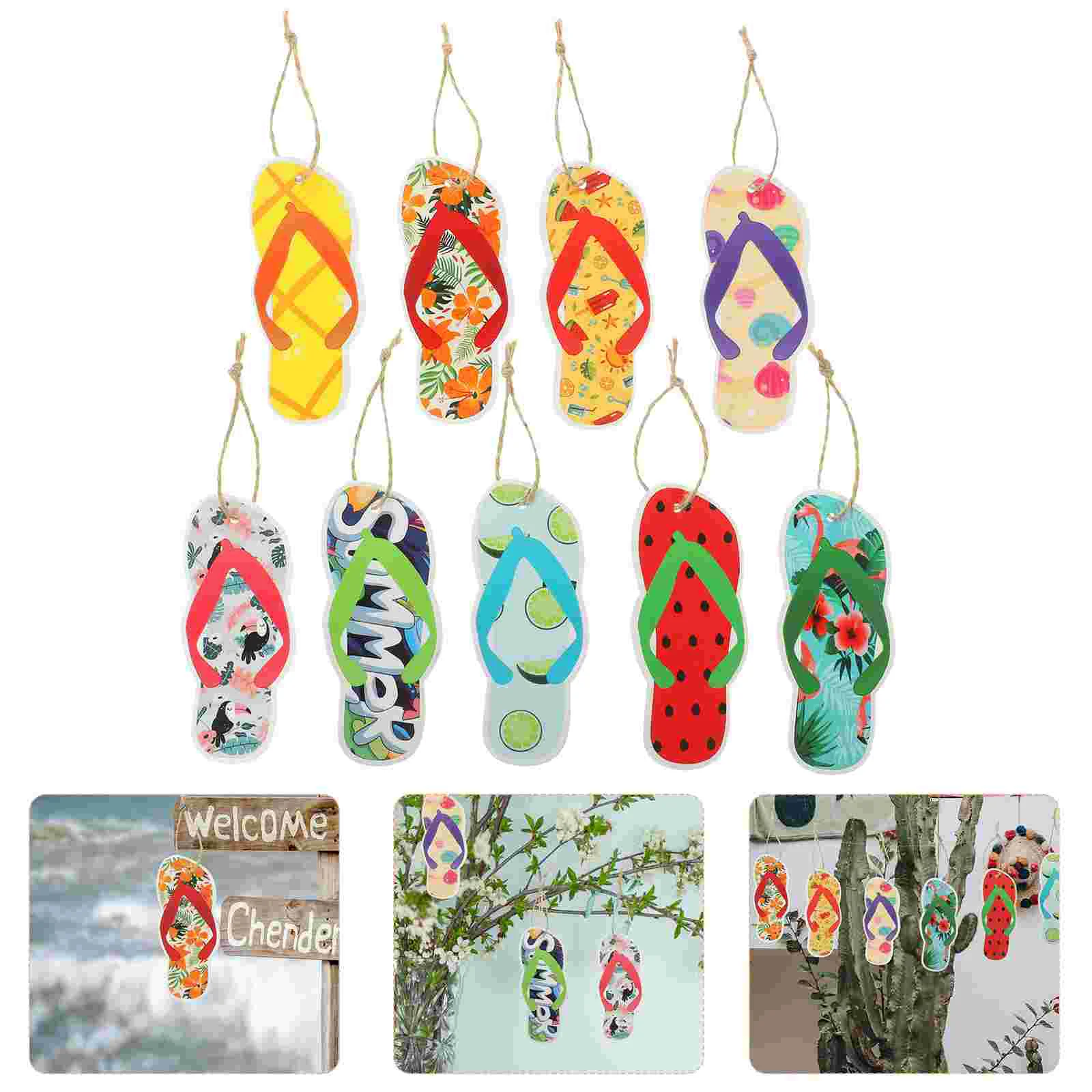 9pcs Hawaiian Birthday Party Slippers Banner Adorable Hanging naments Decor Party Favor Supplies Centerpiece Decoration