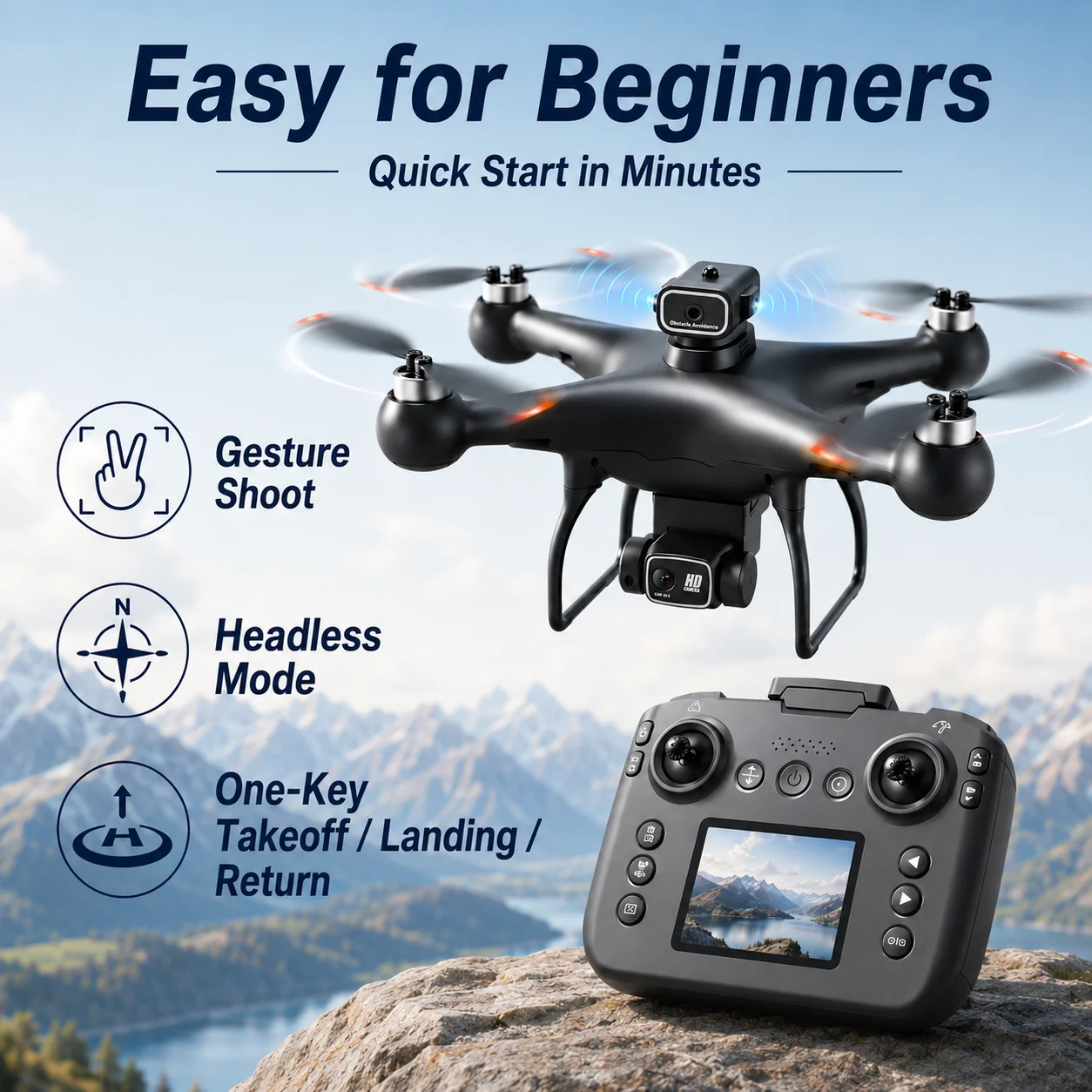 Brushless Drone 360° Obstacle Avoidance Optical Flow Positioning Hover Signal Enhancement Stable Flight One Click Control Outdoor FPV Drone