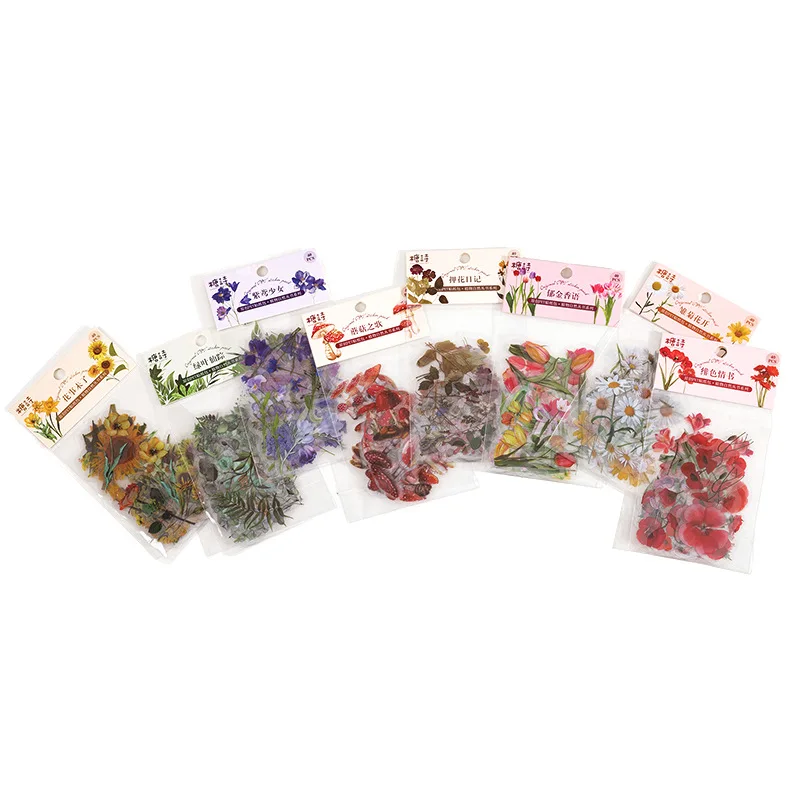 40Pcs Vintage Flower PET Stickers Epoxy Resin Fillers DIY Scrapbook Diary Phone Laptop Decor