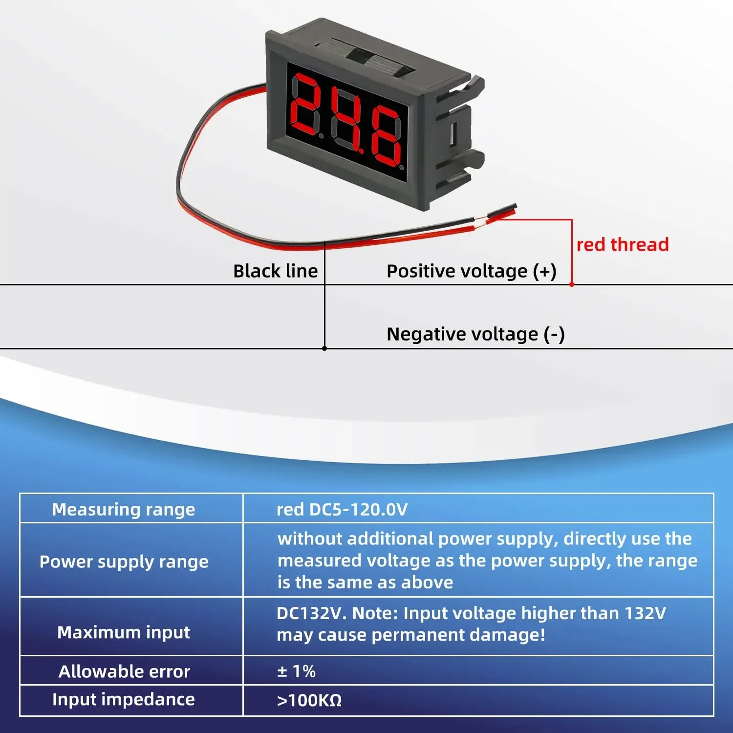 5/10/20/40/80PCS DC 5~120V Digital Mini Voltmeter Voltage Display 2 Wire LED Panel Car Motorcycle Battery Monitor Gauge Meter