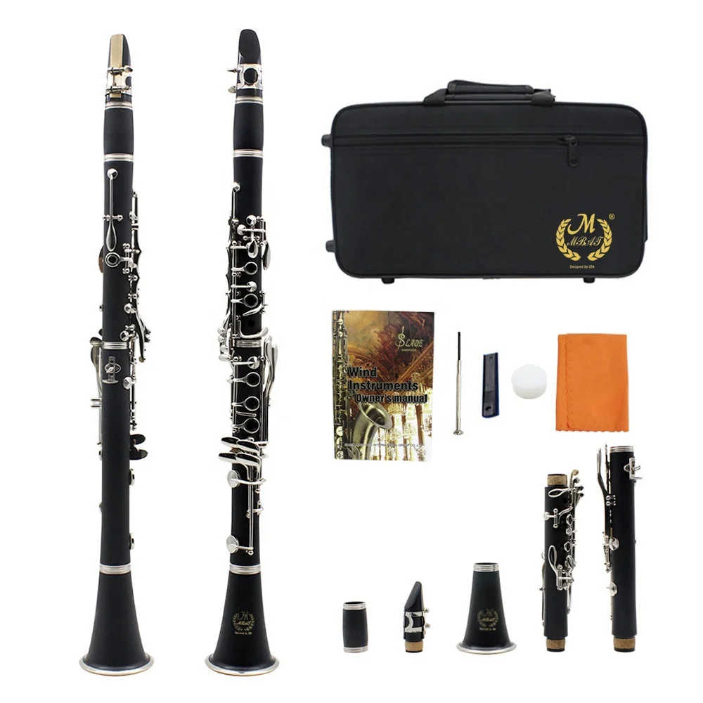 

Professional B-flat 17-key Clarinet Instrument Nickel-plated Silver OEM BB Nickel Plated Bakelite Clarinet Wood 17 Golden Keys