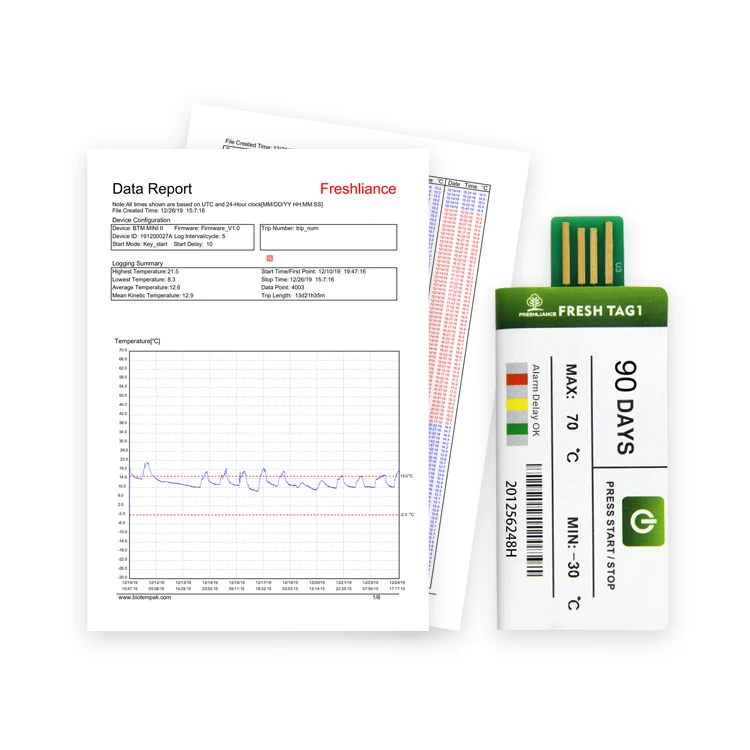 5PCS Single Use Temperature Data Logger With Customized OEM & ODM Support Logistical Temperature Solution
