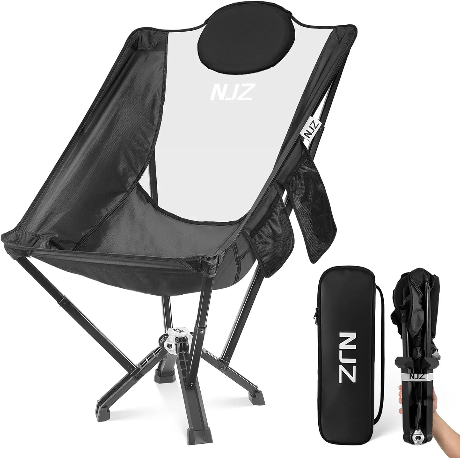 High Back Camping Chair With Carry Bag, 600 Lbs Capacity, Heavy Duty Folding Chair For Adults, Compact Camping Chair For Rv