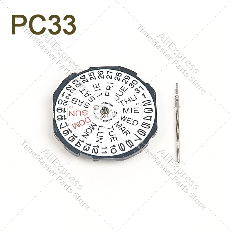 Kwarcowy elektroniczny ruch PC33 podwójny kalendarz maszyna kwarcowa zupełnie nowe oryginalne akcesoria do zegarków na godzinę