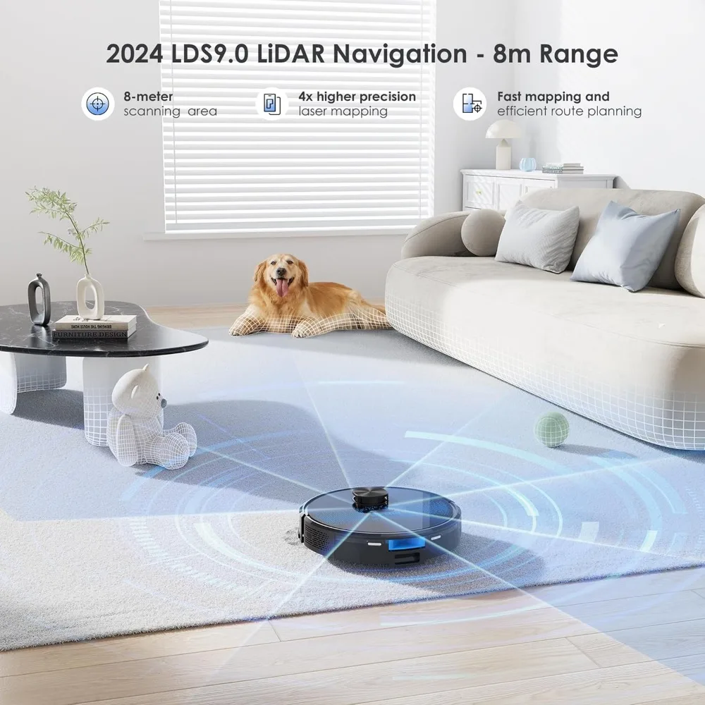 Self Emptying Robot Vacuum and Mop Combo,Hands-Free Up To 60 Days,4000pa Robot Vacuum Cleaner with Schedule,Lidar Navigation