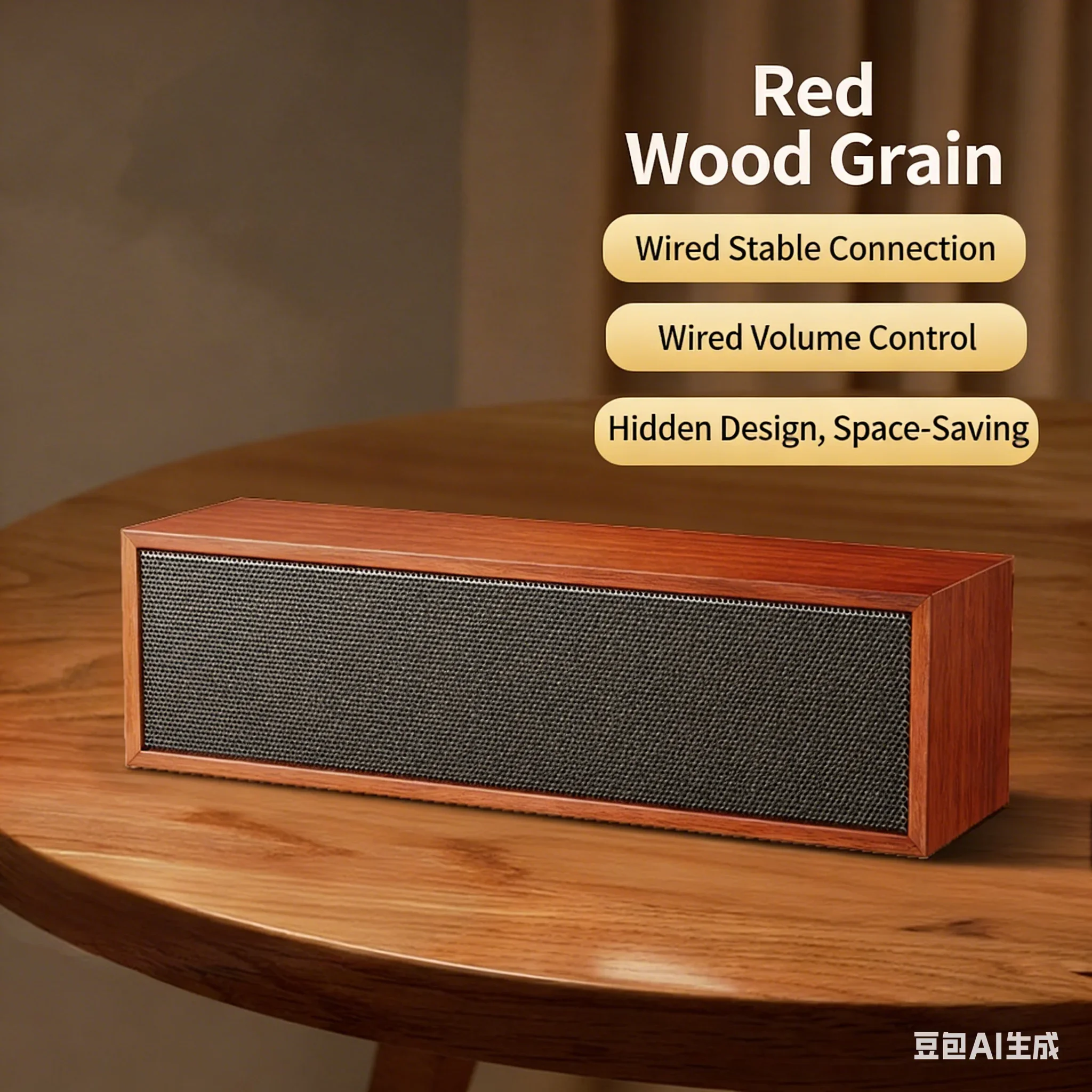 مكبر صوت للكمبيوتر يعمل بمنفذ USB مع غلاف خشبي، مكبر صوت ستيريو HiFi كامل المدى للصوت على الكمبيوتر المحمول/سطح المكتب/المكتب المنزلي