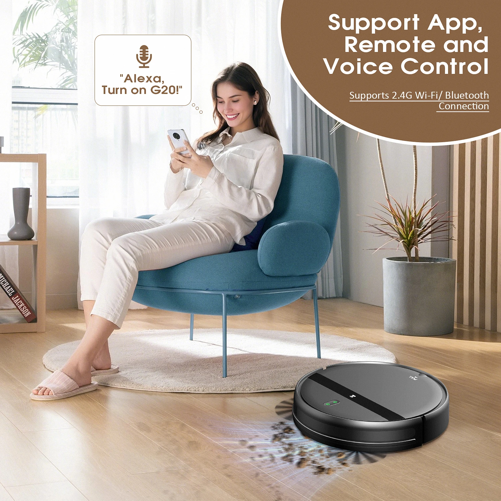 RAYFURN G20 Robot Vacuum 6000Pa 3in1 Mop & Sweep Smart WiFi/App Control Auto-Clean & Charge Pet Hair Z-Path Anti-Drop/Climb