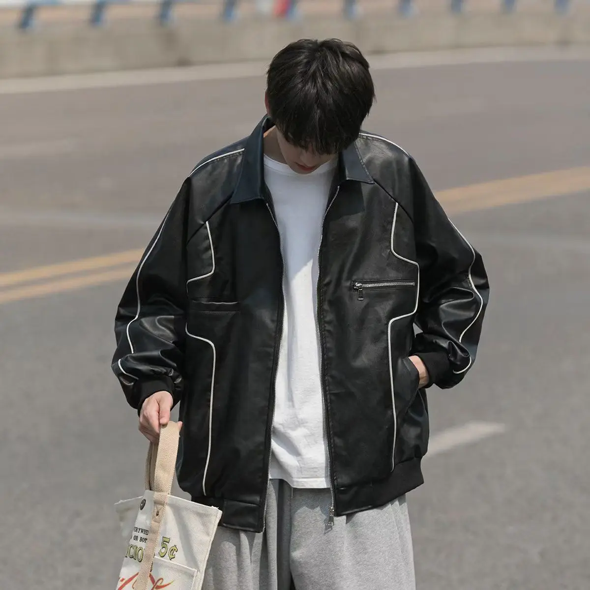 

Весна 2023, американская модная брендовая цветная куртка из искусственной кожи, свободная уличная одежда в стиле ретро, верхняя одежда для молодежи