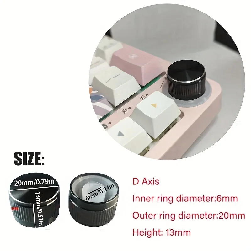 Rotary Volume Knob for Mechanical Keyboard, 20mm Gear Keycap, 6mm Inner Diameter, Metal Texture Manual Fine Tuning DIY Accessory