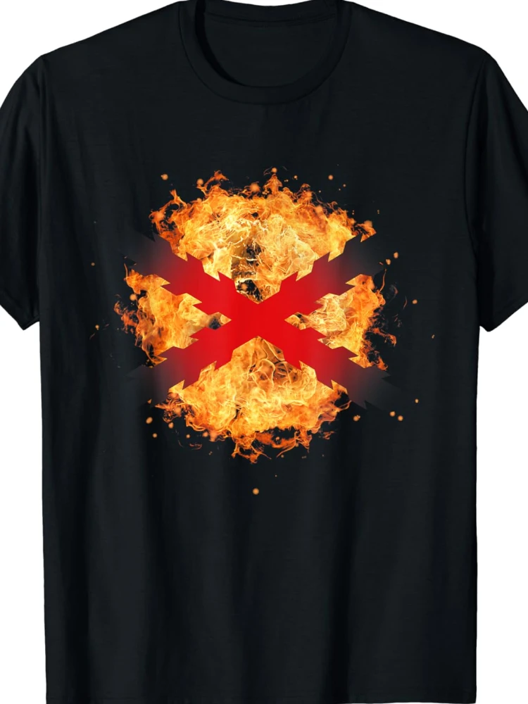 Cruz de Borgoña. Tercios españoles. Fuego Men T-Shirt Short Sleeve Casual 100% Cotton Shirt