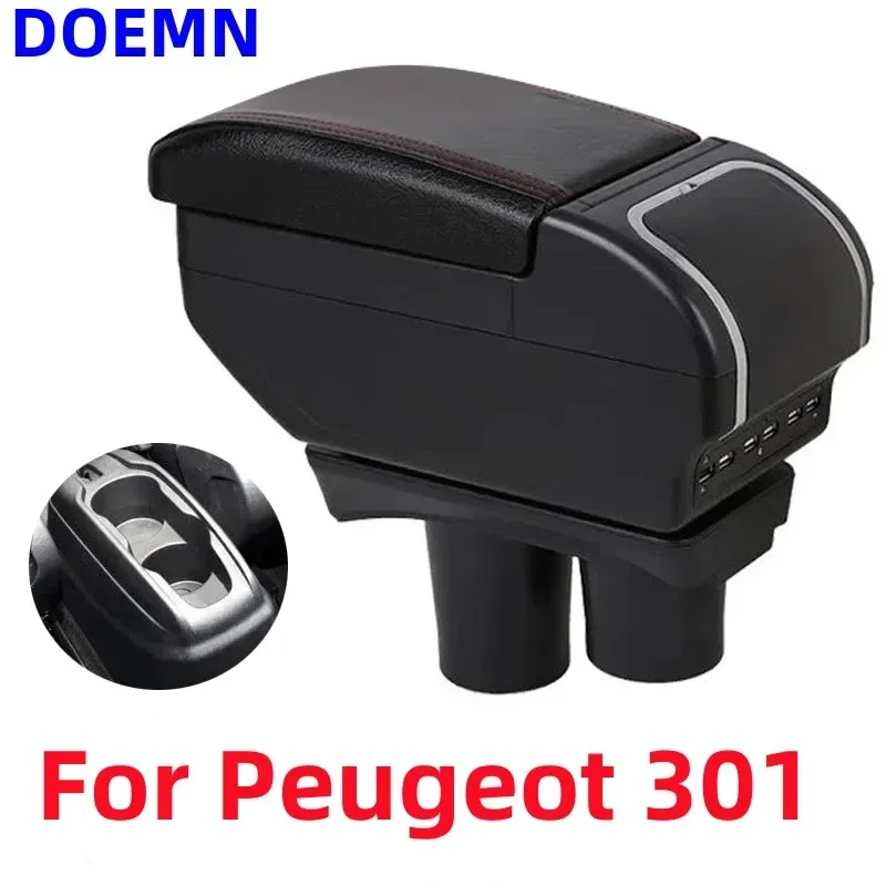 

Armrest For Peugeot 301 Citroen c-elysee Dual layer central Store content Storage box with cup holder ashtray Car modification a