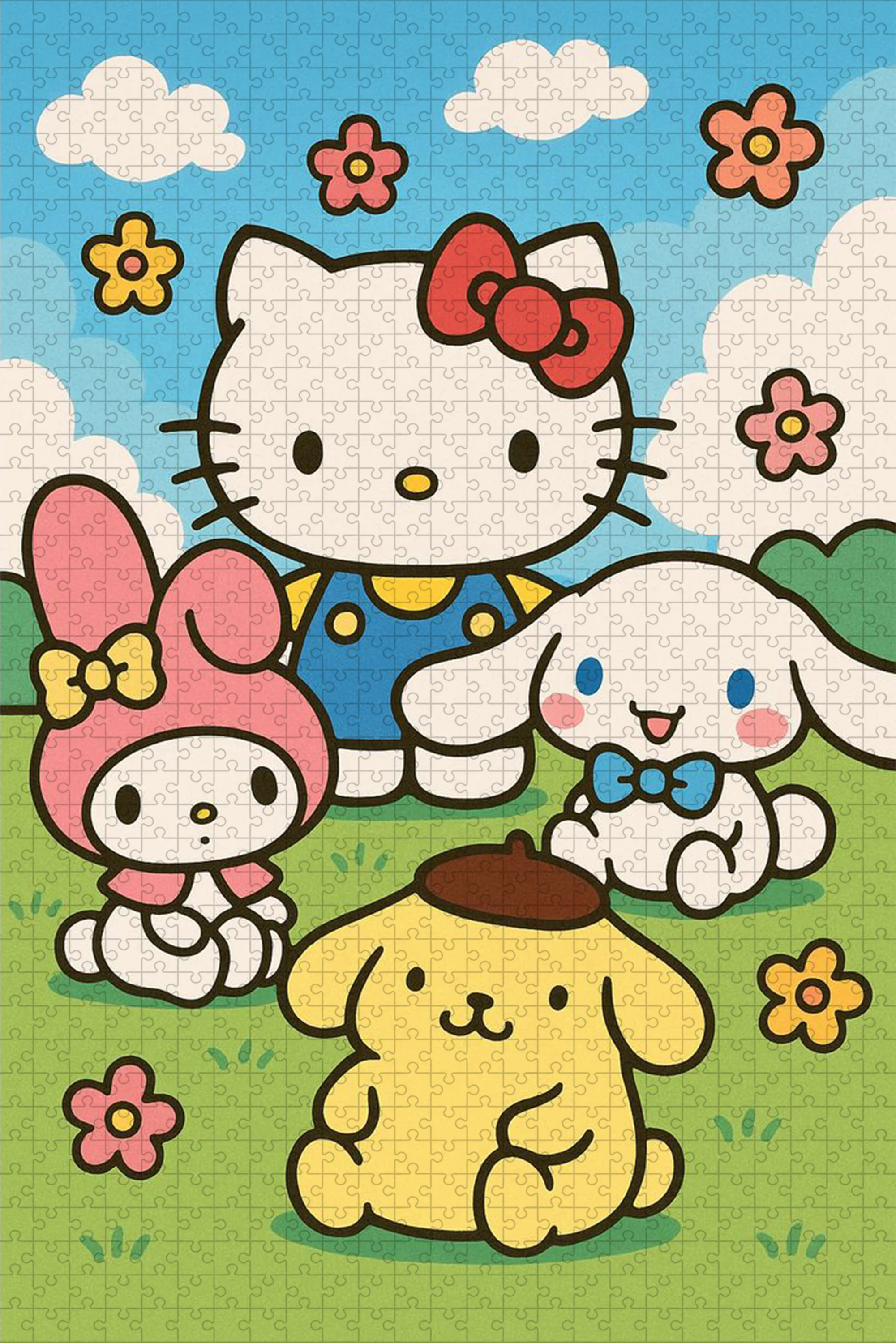 Sanrio 캐릭터 퍼즐 퍼즐 만화 애니메이션 헬로 키티 마이 멜로디 108/200/300/500/1000/1500Pcs 어린이를위한 지능 퍼즐