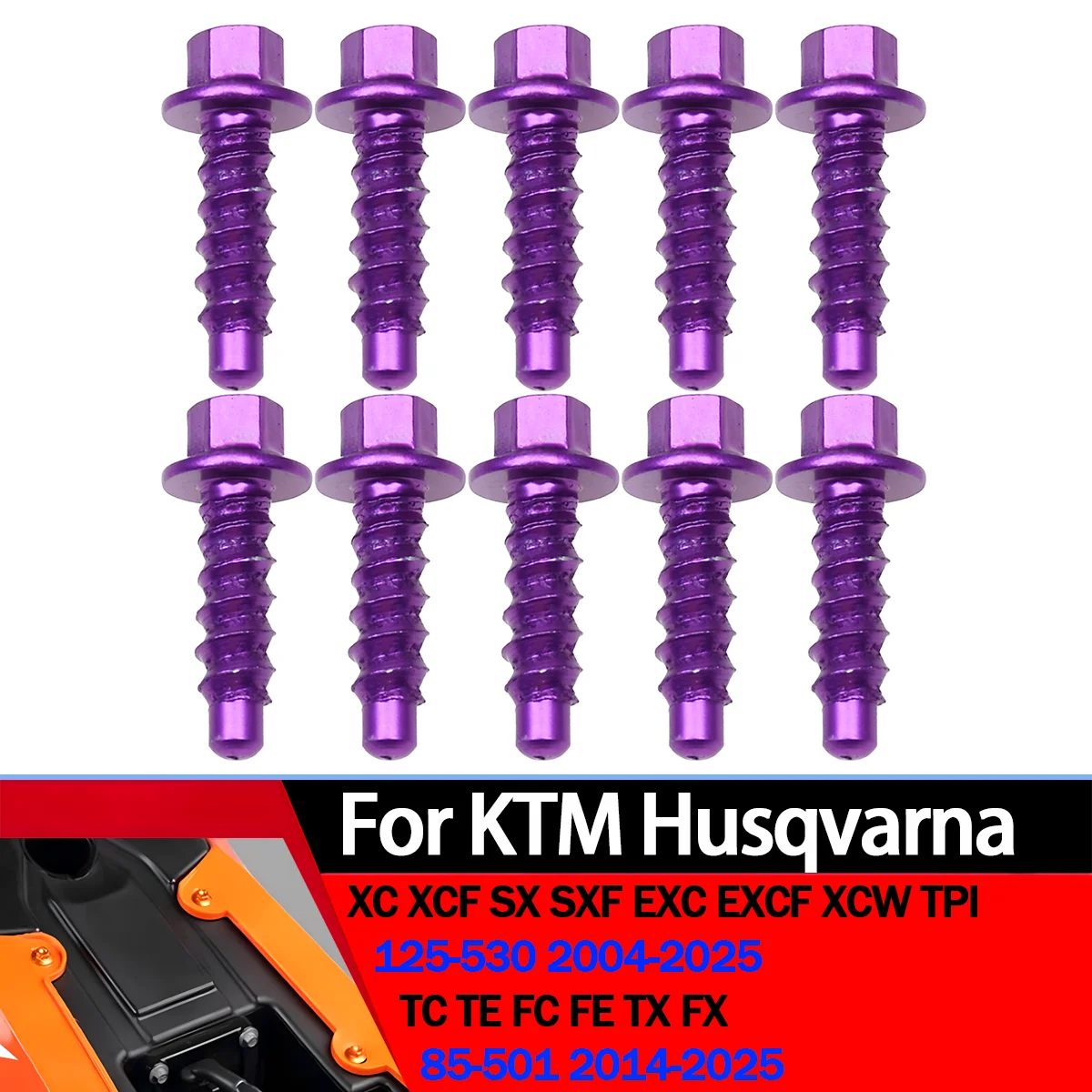 

10 Pcs CNC Aluminum Self Tapping Screw Bolts Kit For KTM 125 150 200 250-530CC SX SXF XC XCF EXC EXCF XCW TPI Six Days 2004-2023