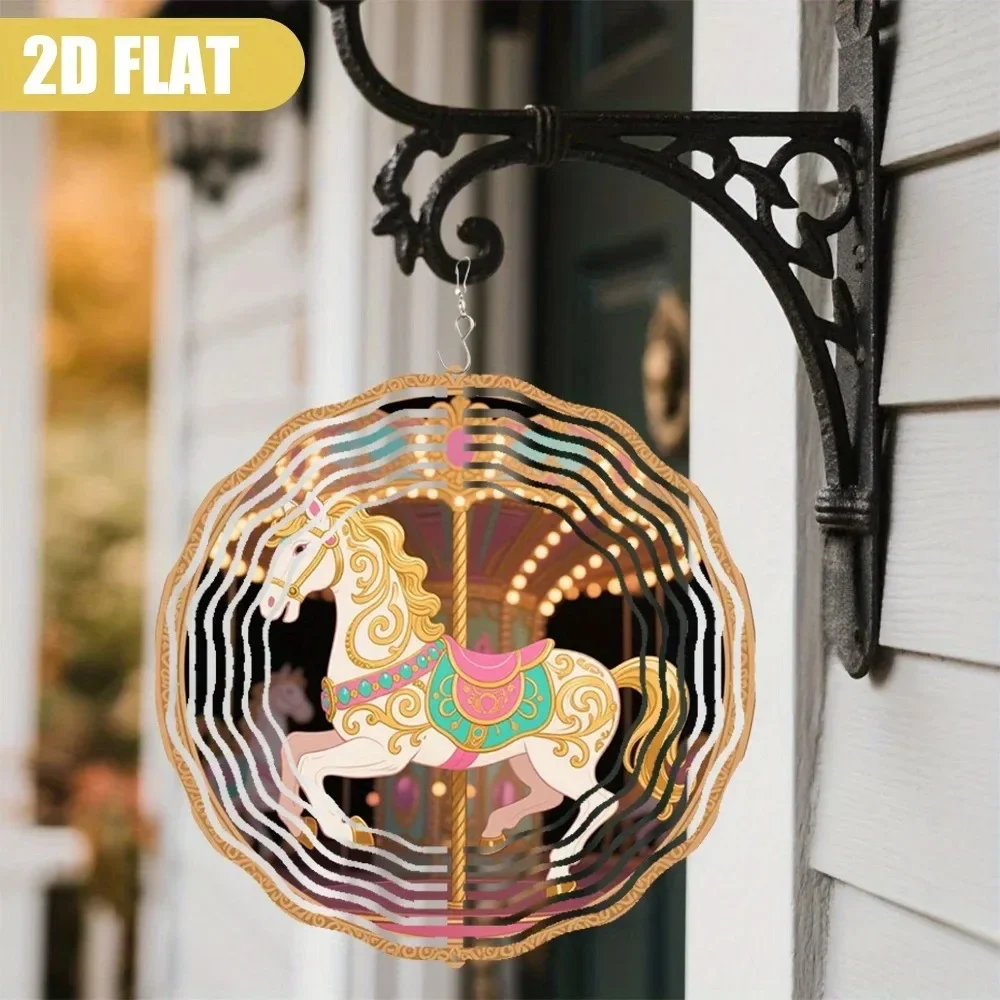 CIFBUY 2D Metal Wind Chime Rotating Hanging Decor Outdoor Yard Garden Art Ornament Kinetic Patio Ornament
