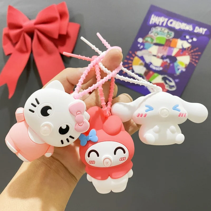 Kawaii Sanrio Press Hello Kitty Kuromi Anime Pendant Keychain Cute Cinnamorol Bubbles Keyring Girls My Melody Bags Keychains Toy