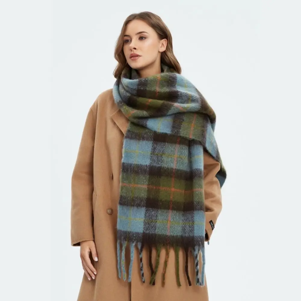 Elegant Mohair Plaid Wool Scarf Long Thick Winter Cashmere Scarves Preppy Women Cape Student