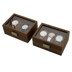 [Retro Edition] Stock Wooden Transparent Glass Window Watch Jewelry Storage Display Box Black Walnut Wooden Watch Collection Box
