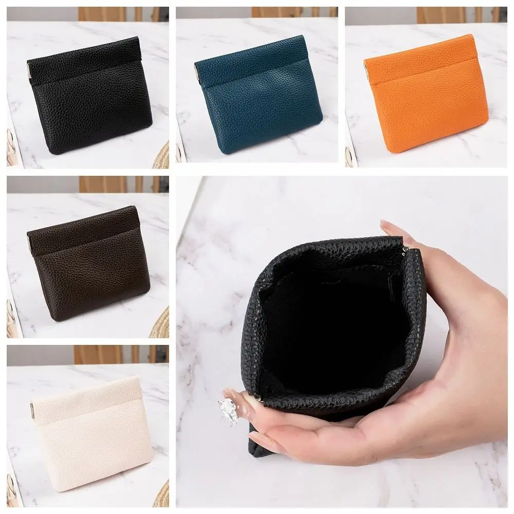 

PU Leather Self-closing Coin Purses Mini Cosmetic Lipstick Bag Data Cable Storage Bag Card Holder Jewelry Packing Bag