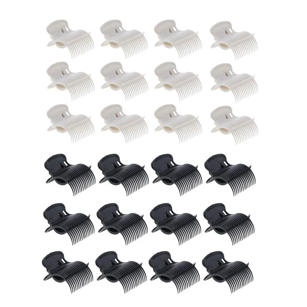 12 Pcs Plastic Hot Roller Clips Great Section and Hold Hair - 6.5 x 5 cm, Beige/Black to Choose