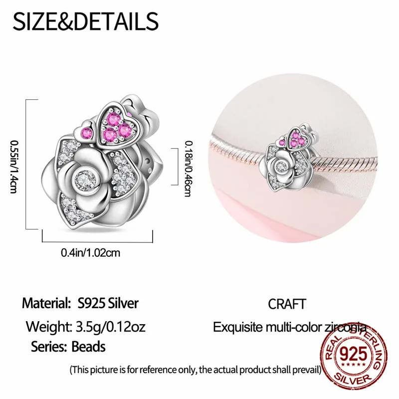 مجموعة خرز قلادة على شكل قلب من الفضة الإسترليني عيار 925 مع الزركون مع سوار أصلي هدية مجوهرات نسائية ذاتية الصنع