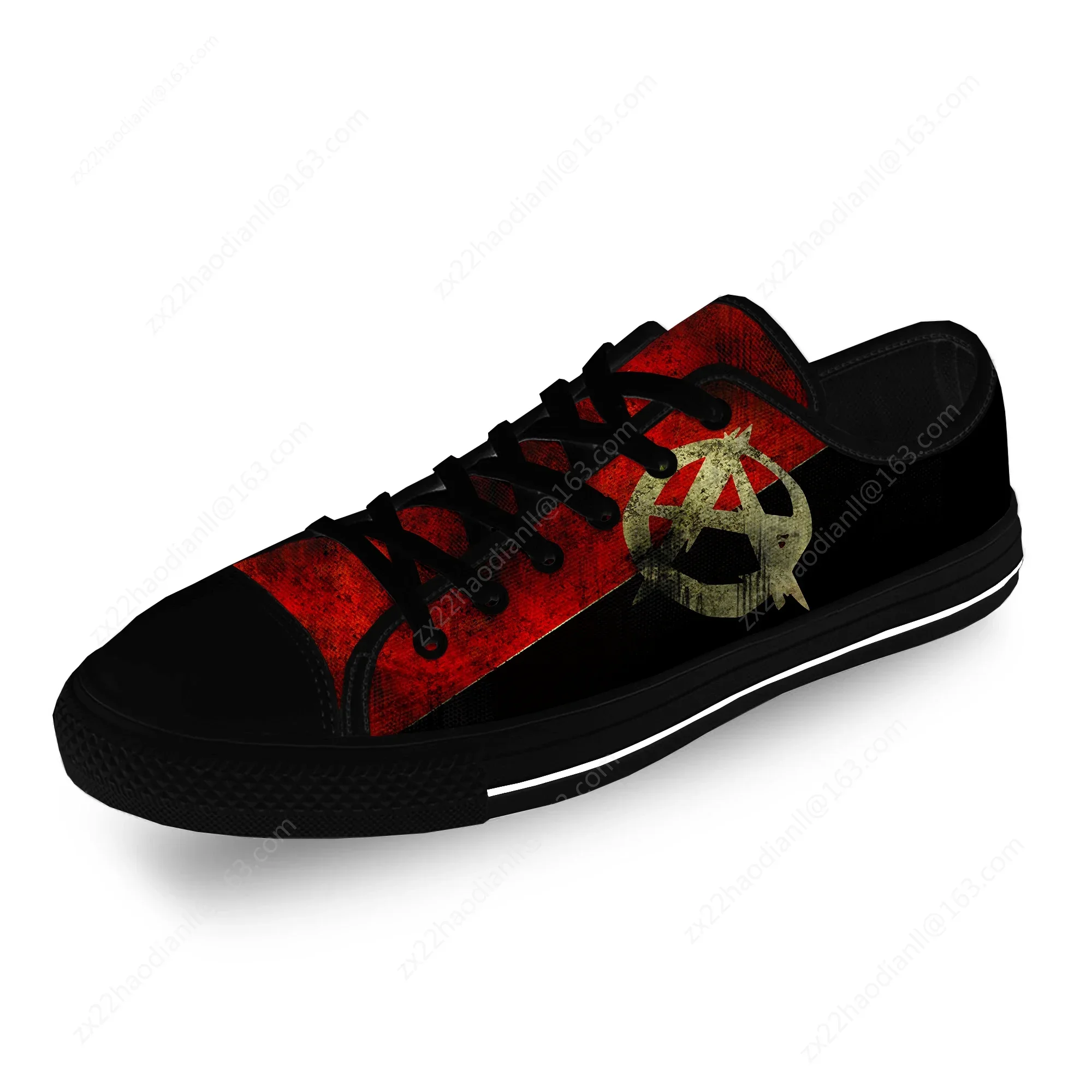 Anarchy Symbol Anarchist Popular Casual Cloth Fashion 3D Print Low Top Canvas Shoes Men Women Lightweight Breathable Sneakers
