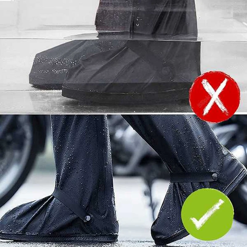 2 Pairs Waterproof Shoe Covers PVC With Reflective Sheets XXL Size Rain Gear, Snow And Rain Boot Covers