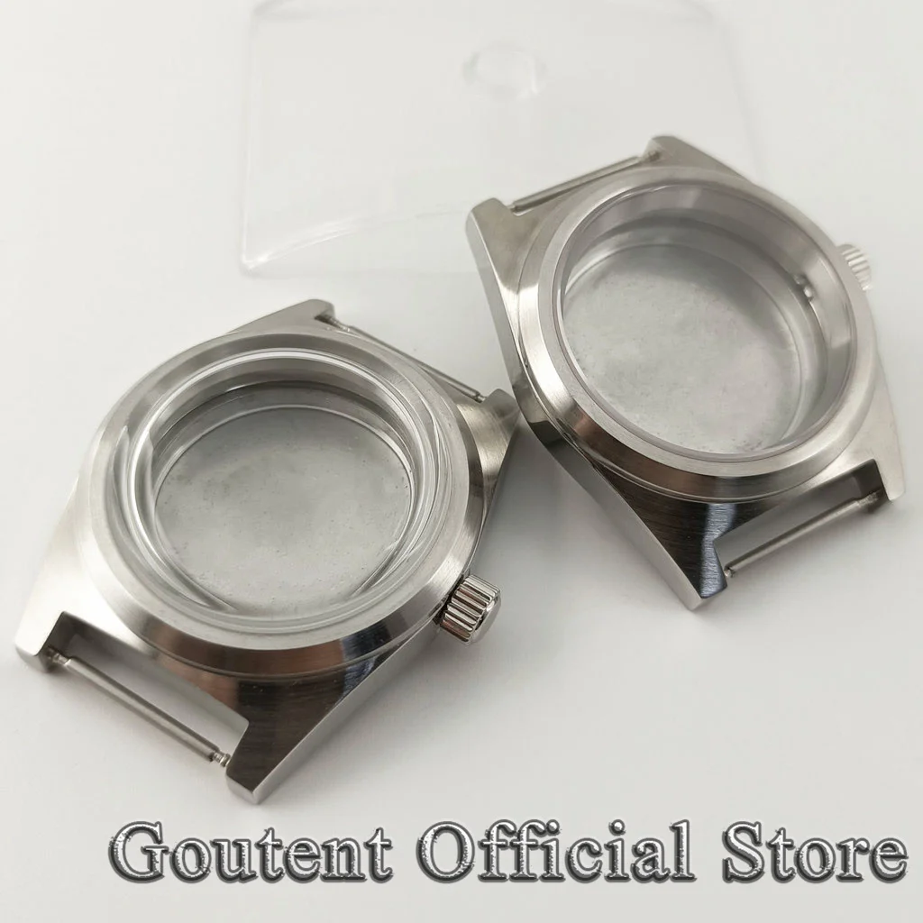 Goutent casing jam tangan kaca safir datar, 38mm/kaca dilapisi kubah cocok ETA2824 PT5000 ST2130 NH35 NH36 gerakan otomatis