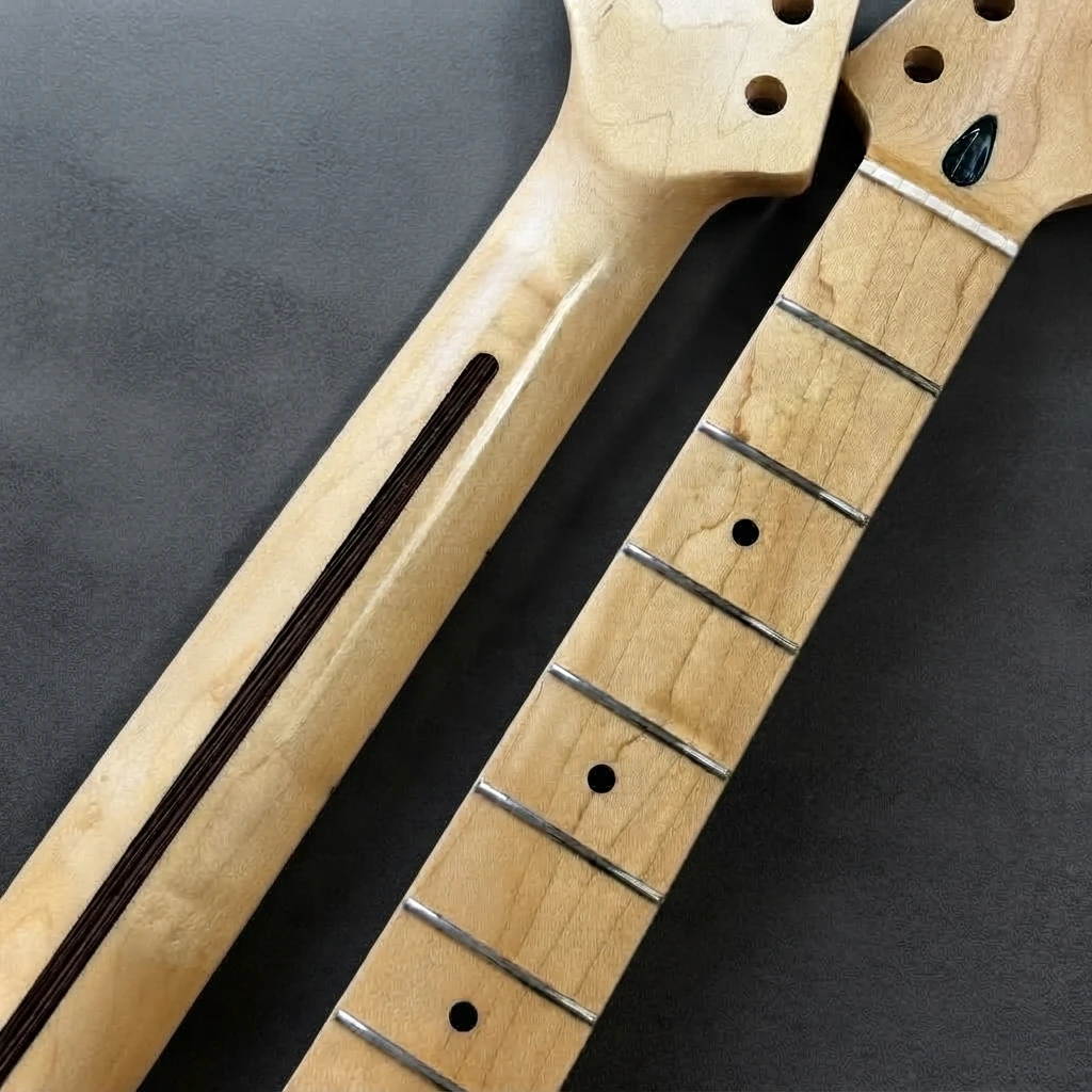 Big Headstock Guitar Neck, ST Style Replacement, 22 Frets, Standard Scale, Dark Fingerboard, Gloss Finish for Custom Build